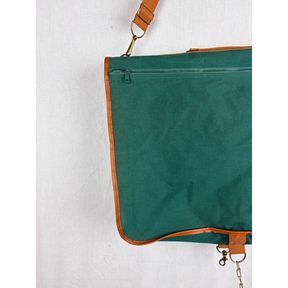 Ralph Lauren Vintage Green Canvas Leather Trim Garment Travel Bag Suit Cover